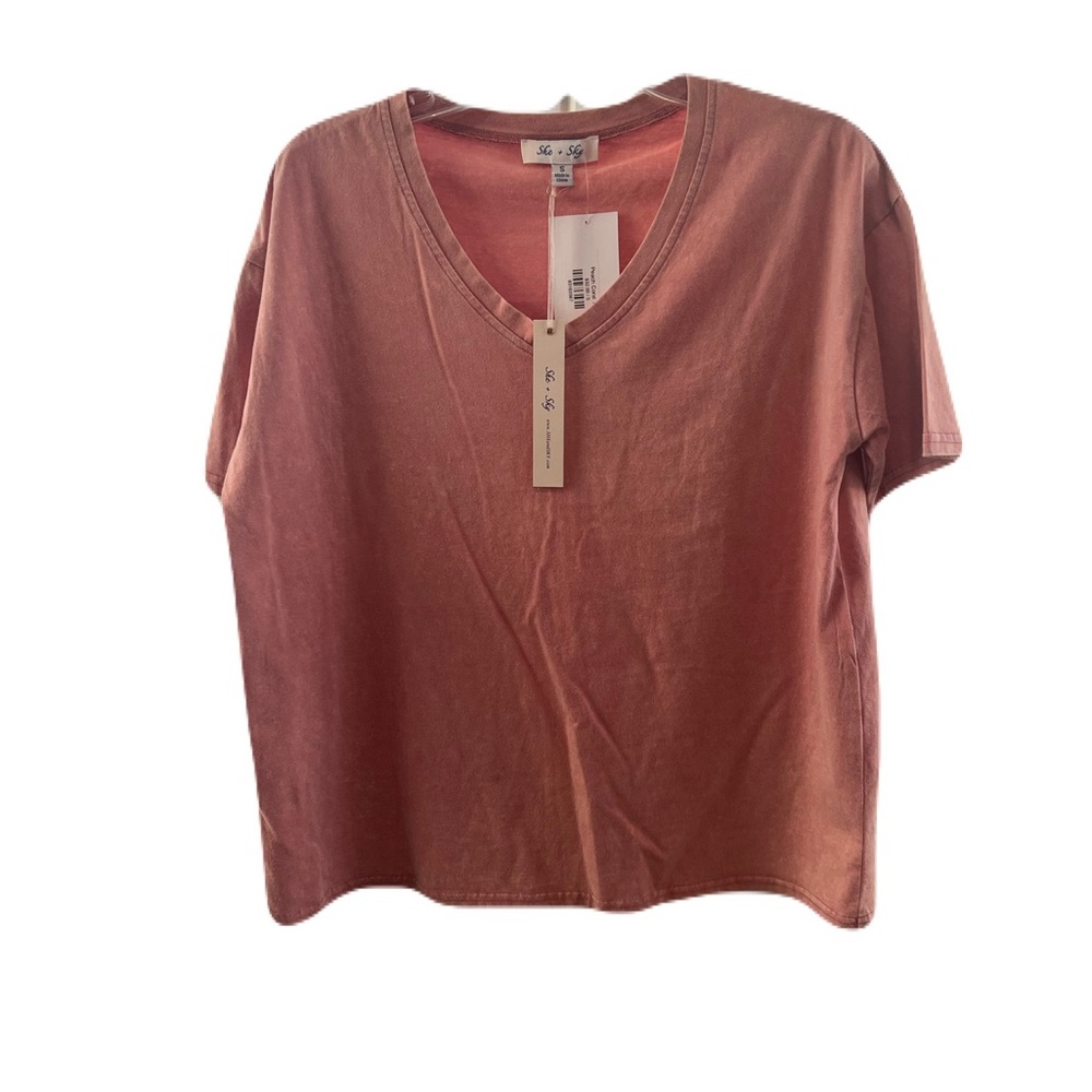 NWT She + Sky Peach Coral Tee Size Small